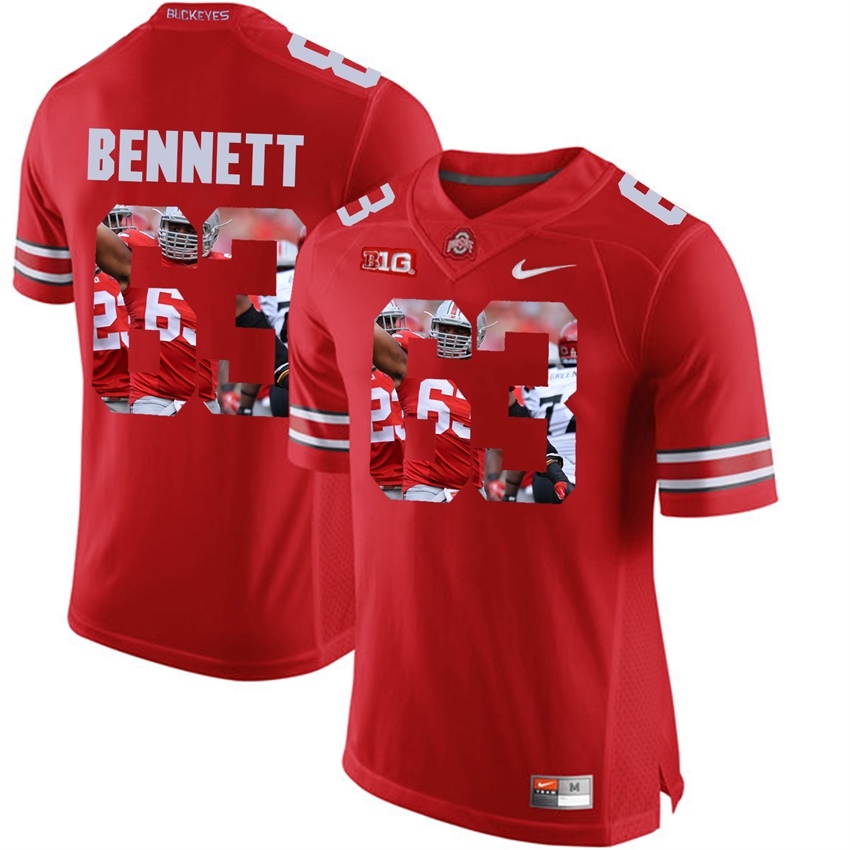 Ohio State Buckeyes Men's NCAA Michael Bennett #63 Scarlet With Portrait Print College Football Jersey EXJ8549BL